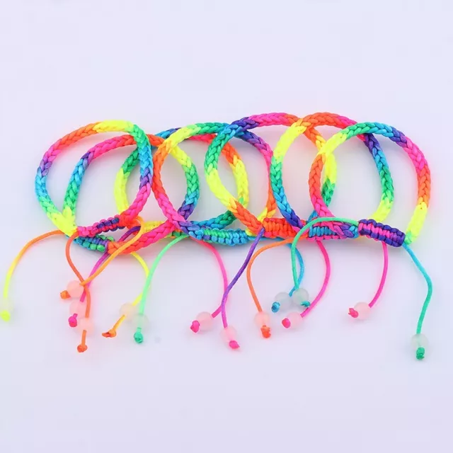 10pcs Cotton Rainbow Macrame Multicolour Braided Cord Thread Adjustable Bracelet