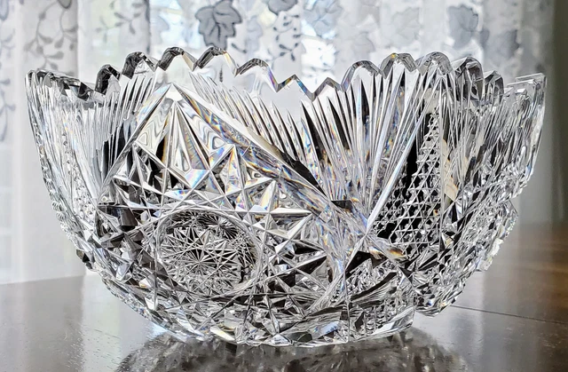 American Brilliant Period Cut Crystal Sawtooth Bowl