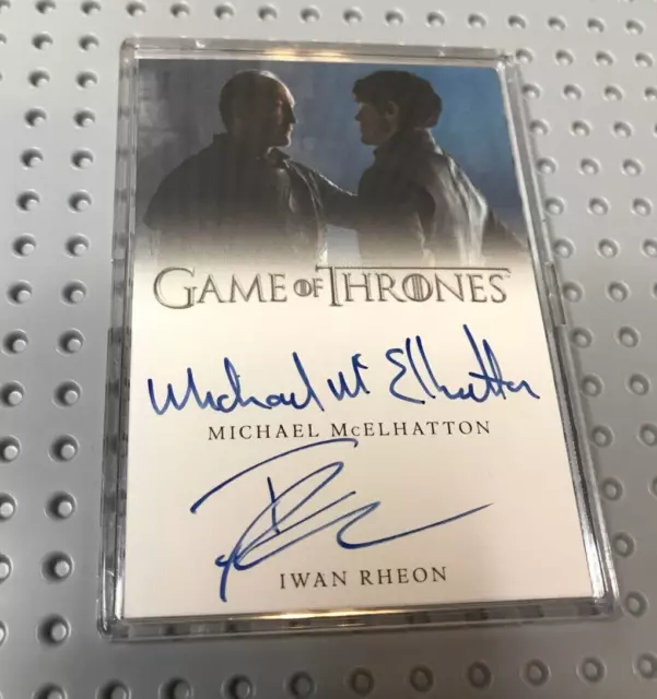 Game of Thrones Autograph IWAN RHEON MICHAEL McELHATTON Dual VALYRIAN STEEL Auto