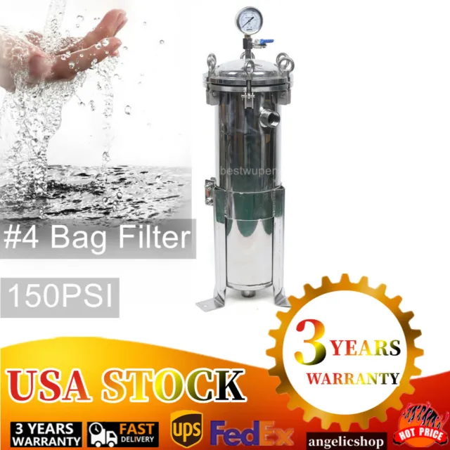 304 Stainless Steel Filter Bag Housing 150PSI High Pressure Filtration System