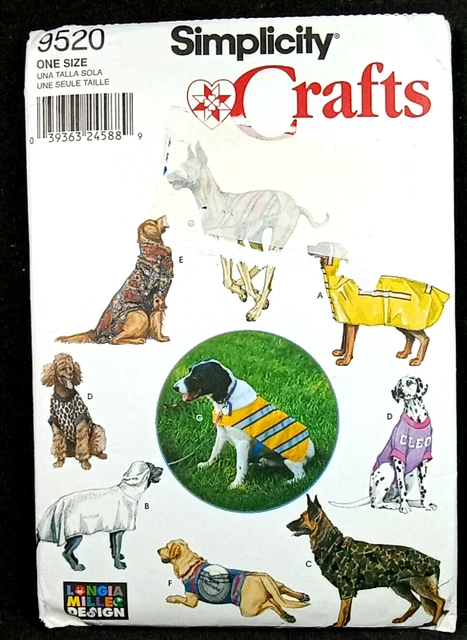 Simplicity 9520 Coats or Sweaters for Large Dogs Uncut Pattern
