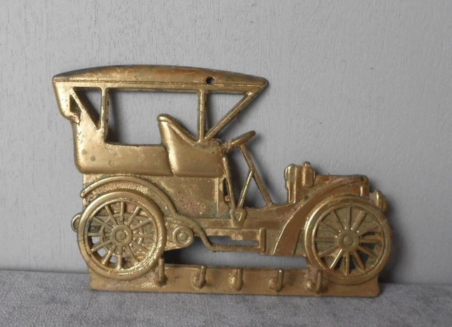 French Vintage Solid Brass  KEY RACK w/  5 hooks
