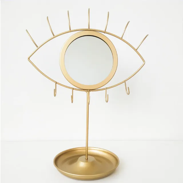 Espejo de maquillaje con soporte, giratorio 360°, espejo de mesa, soporte para joyas