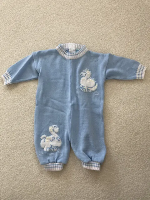 Baby Boy Clothes Snuggle Alert 3-6 Months Blue & White Sweater Outfit EUC