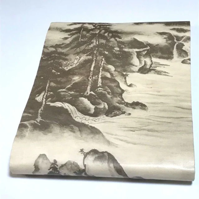 8429# Japanese Vintage Nagoya Obi Belt kimono Pure Silk Landscape Pattern