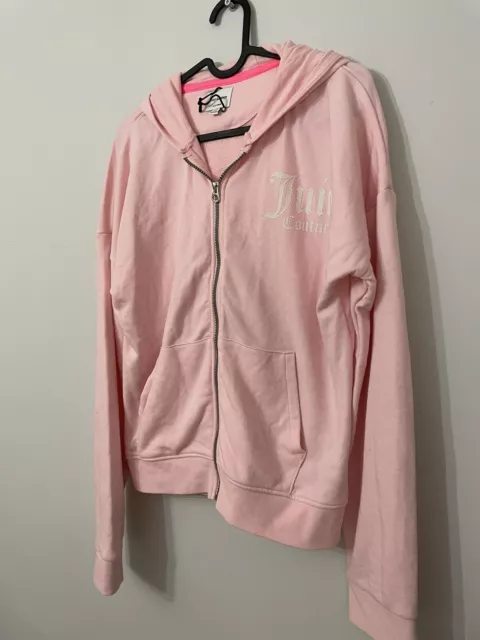 Felpa con cappuccio Juicy Couture rosa bianca con cerniera completa ragazze 15 16 anni
