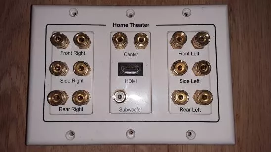 7.1 Home Theater Speaker Wall Plate + 1 RCA LFE Jacks + 1 HDMI Connectors White