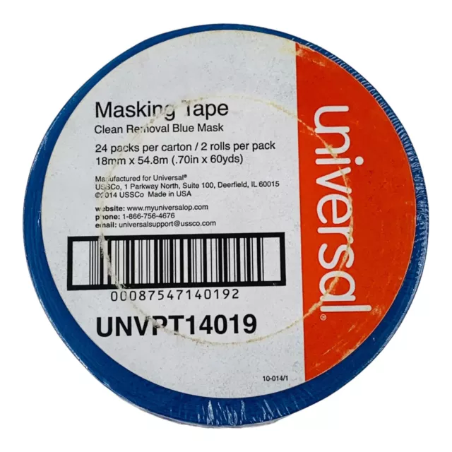 2 Rolls Universal Clean Removal Blue Masking Tape .70" x 60 yds