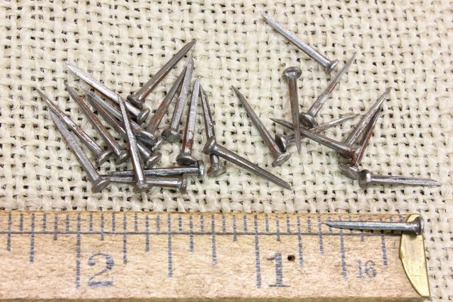 5/8” OLD Square NAILS 50 vintage rustic 1/8” round head BRADS hand shoe TACKS