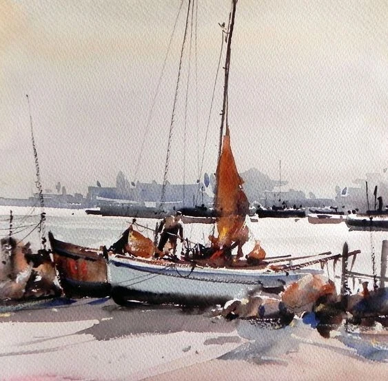 ACUARELA ORIGINAL DE BERRUGUETE,“DESDE FIGUERAS Watercolour Aquarelle OFERTA ART