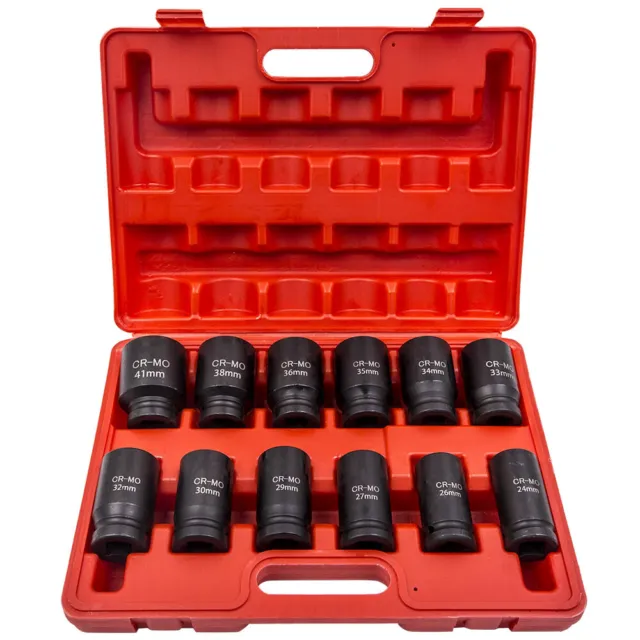 12pcs Tools Socket Impact Convertisseur Adaptateur Set  3/4" 80mm Deep 24-41mm