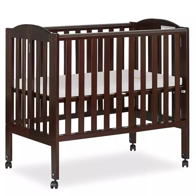 Dream on Me 2 in 1 Portable Folding Stationary Side Crib in Espresso, Greenguard