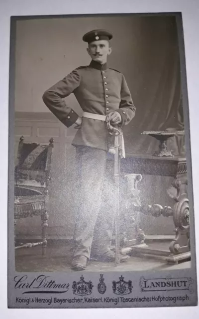 Landshut super Portrait CDV Soldat Offizier Säbel Reiter Atelier Dittmar Bayern