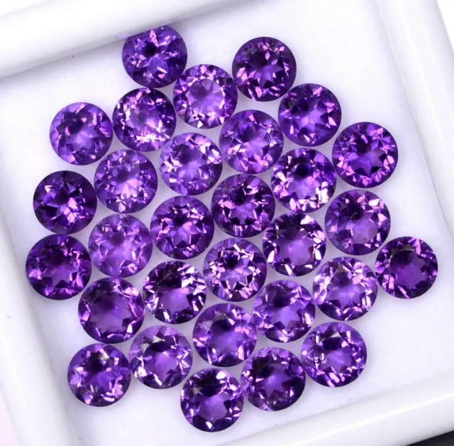 Natural African Amethyst 6 Mm Round Cut Calibrated Faceted Loose Gemstone Lot