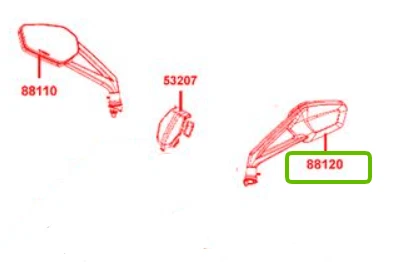 Retroviseur Gauche Kymco Xciting S 400, 88120-Adg5-E00 Oem