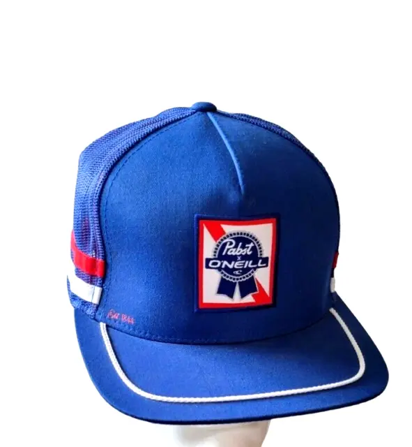 O'Neill Pabst X Original Blue Ribbon Beer Trucker Red White Striped Cap