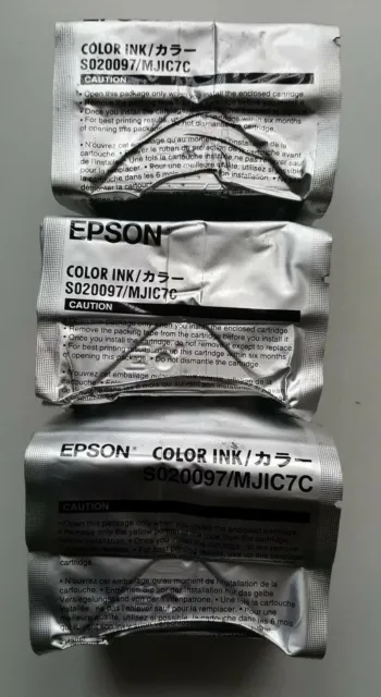 S020097 / MJIC7C x 3 EPSON TRI-COLOUR INK CARTRIDGES - TOTAL OF 3, GENUINE