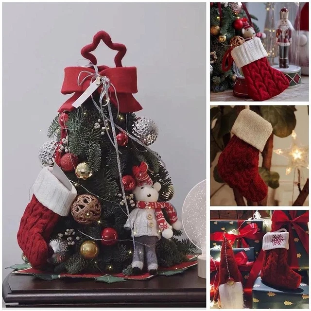 Christmas Socks Knitting Snowflake Letter Stocking Christmas Decoration 4R N1X7