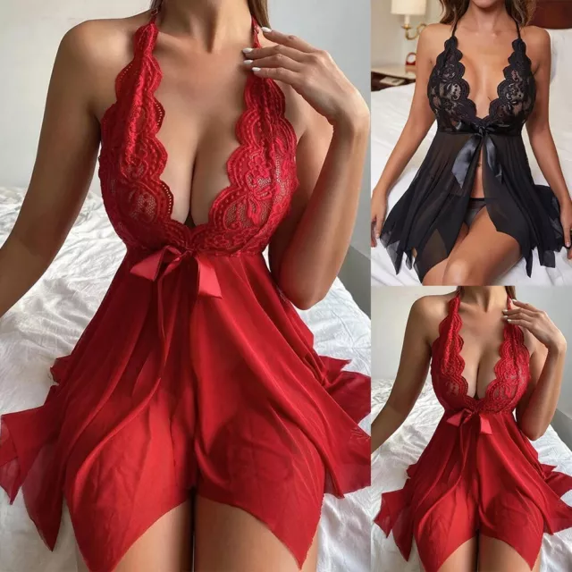 Set biancheria intima donna due pezzi pizzo mutandine sexy e costumi da notte