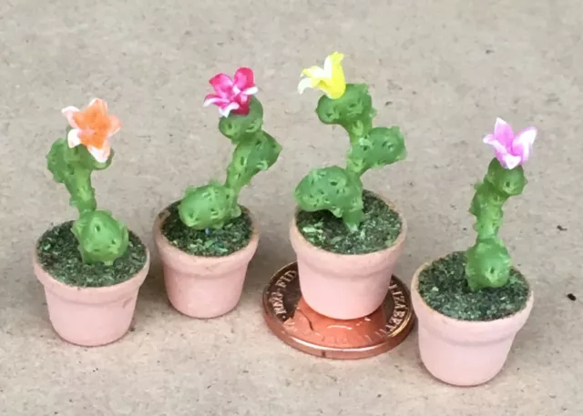 1:12 Scale Single Clay Cactus & Pot Tumdee Dolls House Plant Garden Accessory T3