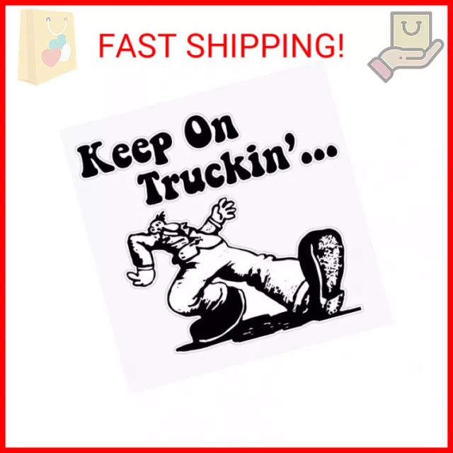 Keep On Truckin - Black Bumper Sticker Window Vinyl Decal 5"