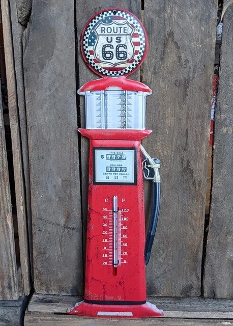 Thermometer Zapfsäule Vintage Retro Stil Metall Antik Stil Garage Bar Deko Neu