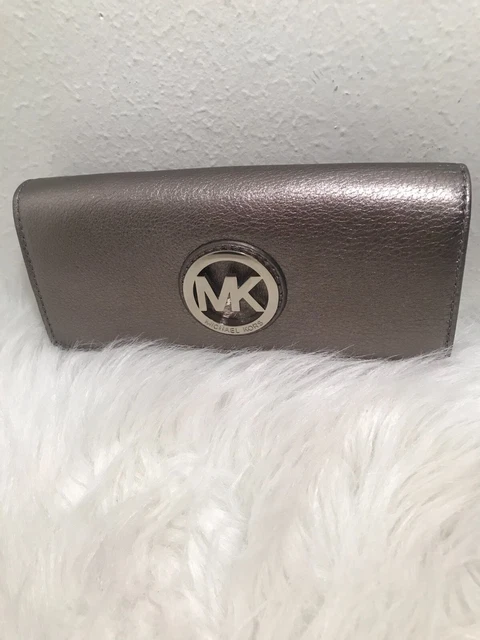 Michael kors Large Rose Gold Carryall Fulton Flap Continental Leather Wallet