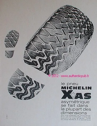 Publicite Pneu Michelin X As Asymetrique Bibendum De 1967 French Ad Pub