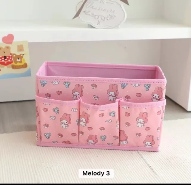 My Melody Storage Box Desk Tidy Cosmetics Organiser Pocket Canvas Sanrio