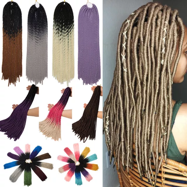 Crochet 10% Human Hair extensions Soft Dread Lock Hair Faux Locs Purple 24" PN3