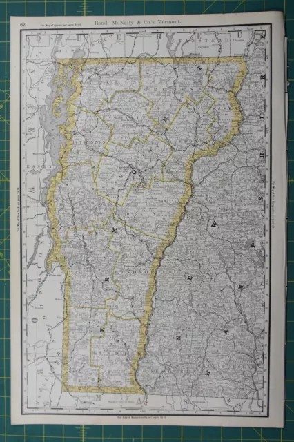 Vermont Rand McNally Antique Vintage 1892 World Business Atlas Map