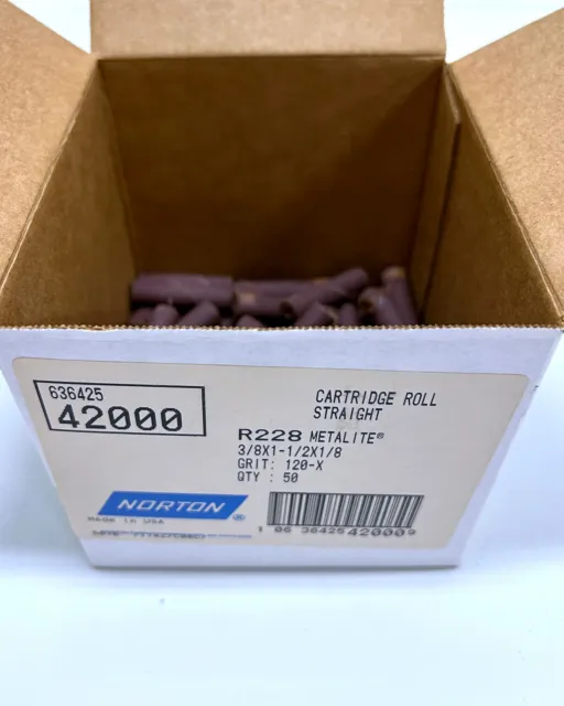 Norton 42000 Cartridge Roll Straight 120 Grit 3/8"x1-1/2"x1/8" (Box of 50)