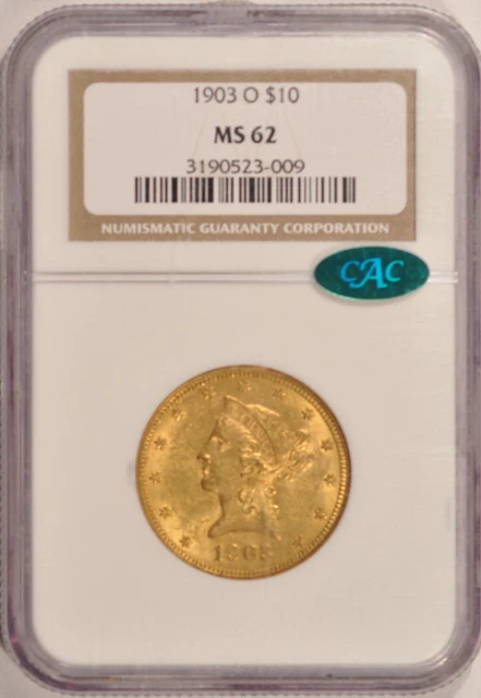 1903-O $10 Gold Liberty Eagle Coin NGC MS62 CAC Pre-1933 New Orleans Gold