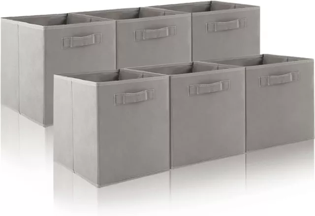 Set Of 6 Collapsible Cube Storage Boxes Kids Toys Carry Handles Basket Organiser