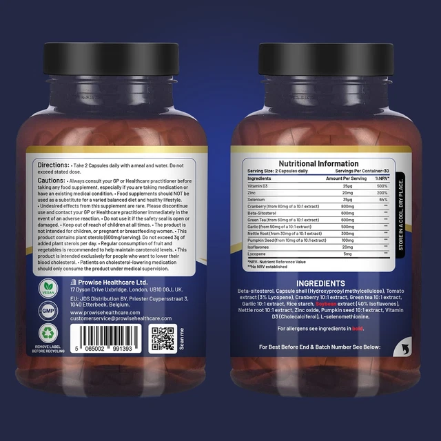 ADVANCED PROSTWELL PLUS 60 Vegan Capsules for Men Prostate Health