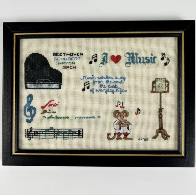 De colección 1988 decoración para amantes de la música regalo ratón punto de cruz enmarcado 9""x7"" Beethoven Bach
