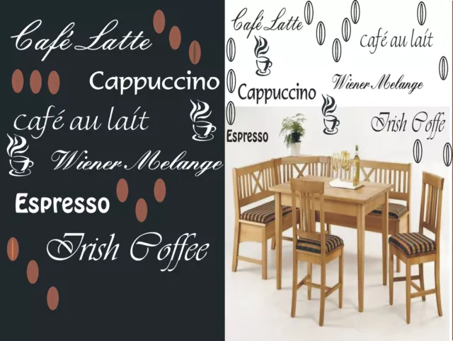 Wandaufkleber Wandtattoo Küche Wohnzimmer 20 Stück Kaffee Espresso Cappuccino