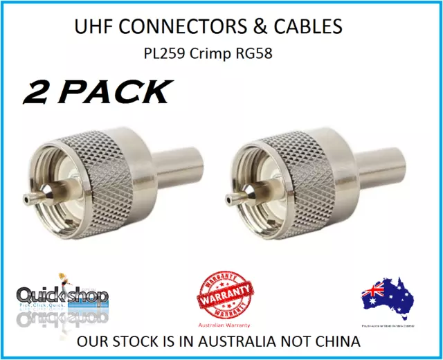 2 x UHF PL259 Crimp Male Plug Connector CB Radio RG58 Coax Cable Antenna