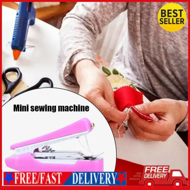 Mini máquinas de coser herramientas portátiles de reparación de agujas (rosa)