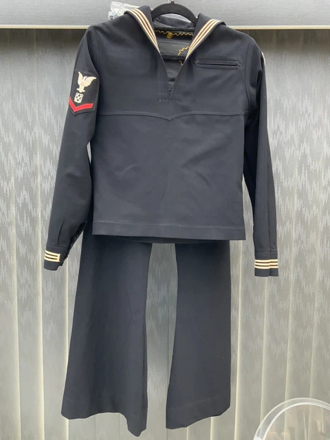 US NAVY WWII Navy Blue Seabee Uniform Naval Jumper Bell Bottom Pant ...