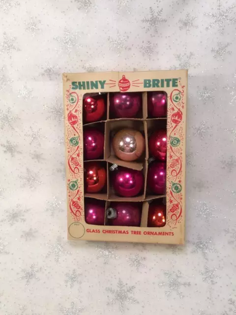 Box12 Vintage Pink & Red Shiny Brite Christmas Ornaments Shiny Britebox