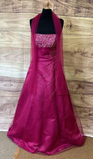 Scarlett Strapless Beaded Evening/Ballgown/Prom/Party Dress, Fuchsia Pink, UK12