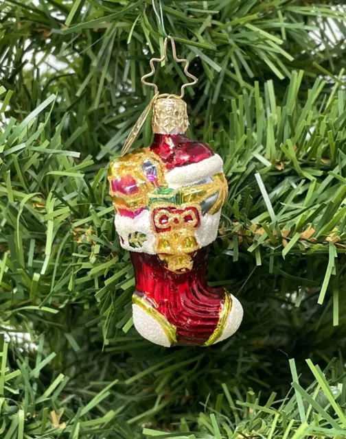 Christopher Radko Christmas Ornament Stocking filled with Presents Small 2.5 in