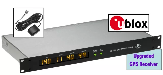 ESE ES-185U/NTP ublox GPS 10MHz 1KHz SMPTE/EBU TC90 Timecode LED Atomic Clock