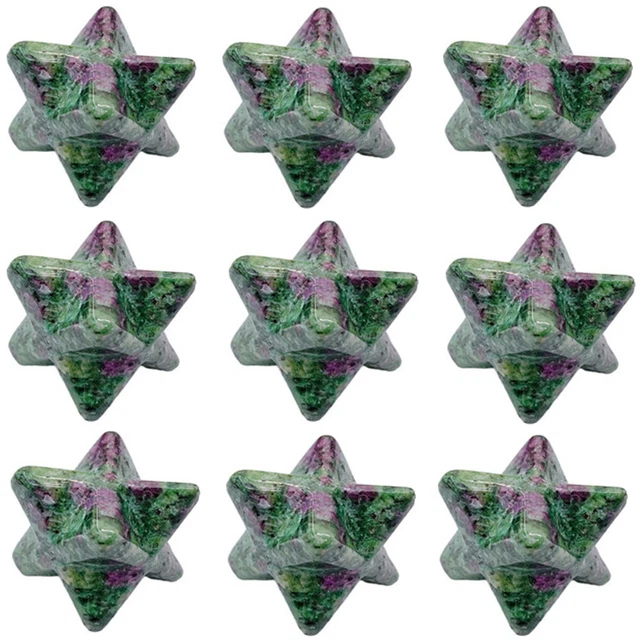 20pcs 25mm Natural Ruby In Fuchsit Stone Merkaba Star Healing Reiki Adventurine
