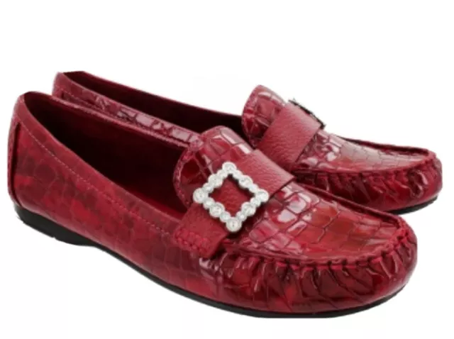 Brighton Mishel Twist Patent Loafers Infinity Sparkle Lipstick 7.5M NEW