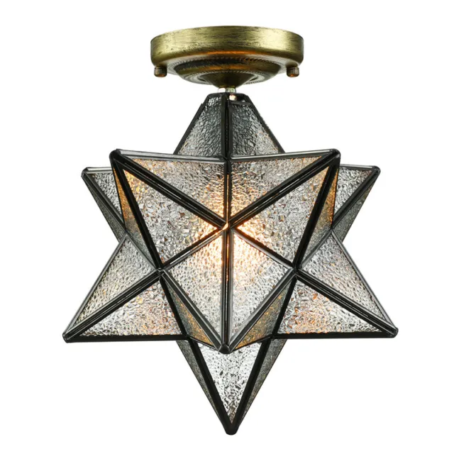 Modern Moravian Star Frosted Glass Ceiling Light Semi Flush Mount Lamp Fixture