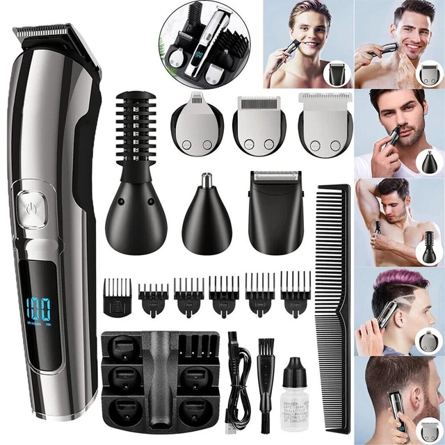 Cordless Men's Hair Trimmer & Clipper Kit - 6 Heads For Beard, Body, Hair