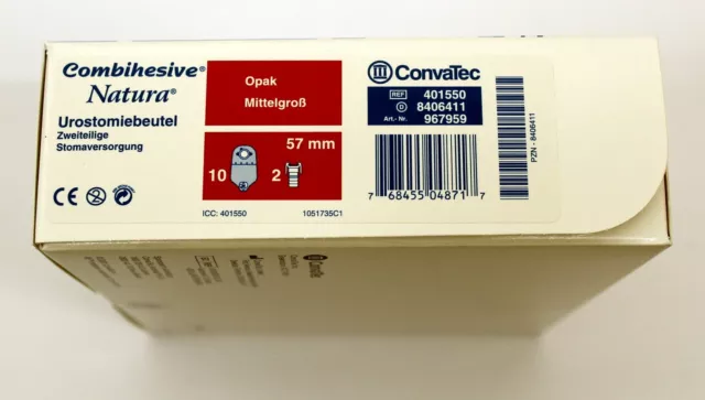 ConvaTec Combihesive Natura 10 St. Urostomiebeutel mit Ablasshahn 350ml 57mm Ras