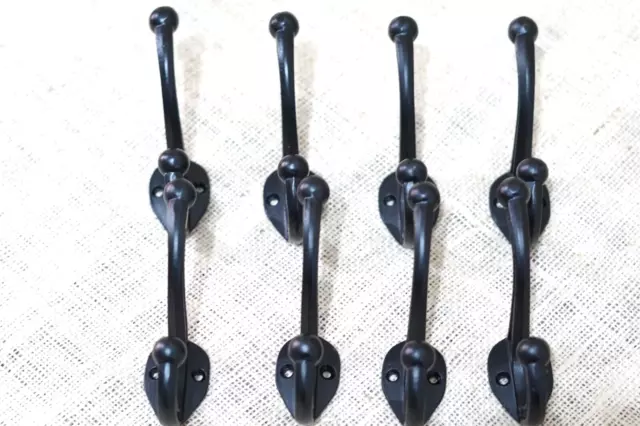 8 Cast Iron Black School Style Coat Hooks Hat Hook Rack Hall Tree Acorn Hook 2